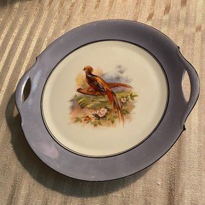 Pheasant serving Plate replacement Bavaria Marked FM on front. 9.5 inches Luster